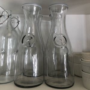 3 One Litre Glass Carafes